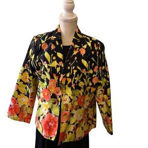 Erin Black Orange & Yellow Floral Blazer Size Large